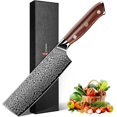 thumbnail image 1 of Purple Dragon Damascus Nakiri Knife, 7 Inch Meat Cleaver Knife, VG10 Steel Kitchen Knife for Cutting Vegetables, Chopping Meat, Razor-Sharp Chef's Knife Gift for Christmas, 1 of 7