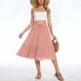 thumbnail image 2 of Women's Boho Flowy Midi Elastic High Waist Retro Pleated A-Line Flared Below Knee Skirts with Pocket, 2 of 6