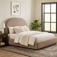 thumbnail image 6 of Feny King Size Bed w Arch Headboard- Camel Brown Velvet Upholstery, 6 of 6