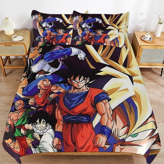 All Season 3 Pieces Dragon Ball Bedding Comforter Set Goku Quilt Cover with 2 Pillowcase 102"x90"