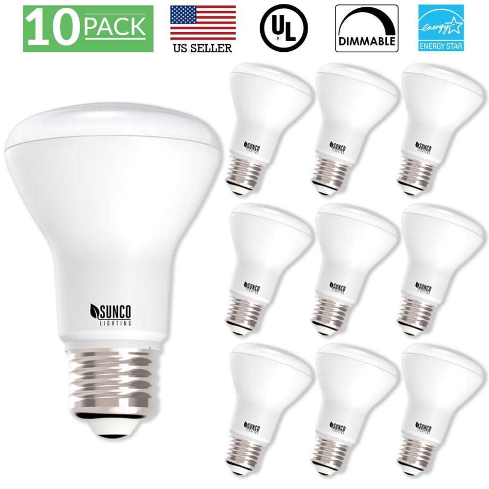 Sunco Lighting 10 Pack BR20 LED Light Bulb 7 Watt (50 Equivalent) 3000K