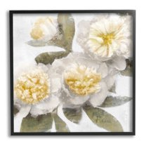Blooming Yellow Peony Flower Petals Botanical & Floral Graphic Art Black Framed Art Print Wall Art