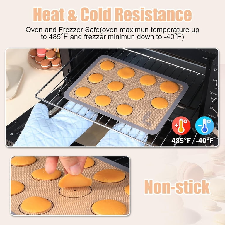 U-Taste Heat Resistant Silicone Baking Mat (2-Pack) - Non-Stick, Half Sheet Size With Measurements, Up To 446°F, Perfect For Macarons, Cookies, Roasting