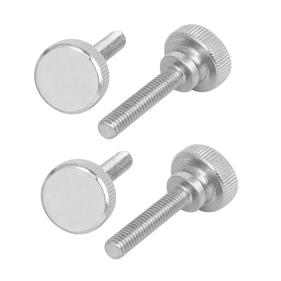 M6x30mm Flat Knurled Head Fully Threaded Thumb Screws Bolts Fastener 4pcs