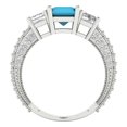 thumbnail image 4 of 3.61 ctw 3 Stone Anniversary Ring for Women | Emerald Cut Simulated Turquoise | Hyperallergenic Solid 18K White Gold, 4 of 5