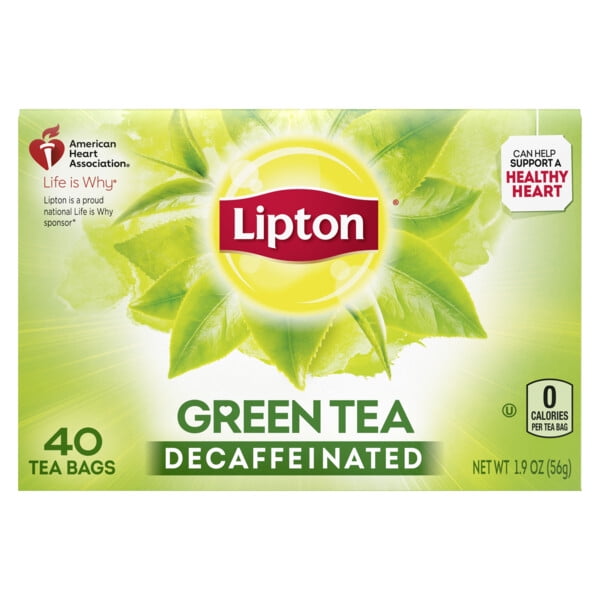 Lipton Green Tea, Decaffeinated, Tea Bags 40 Count Box