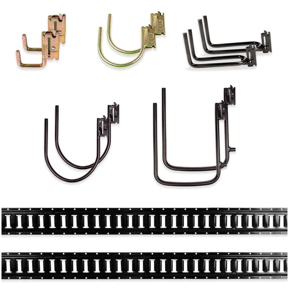 DC Cargo Mall E-Track Organization Kit - 12 Pieces: 5 ft Black E-Track Rails & E-Track Accessories