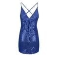 thumbnail image 7 of Cagogo Under $10 Women's Sparkly Sequins Bodycon Mini Dress Sexy Sleeveless Spaghetti Strap Party Club Short Dress, 7 of 7