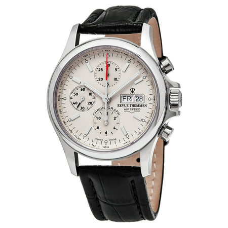Revue Thommen Pilot' Cream Dial Brown Leather Strap Chronograph Swiss Automatic