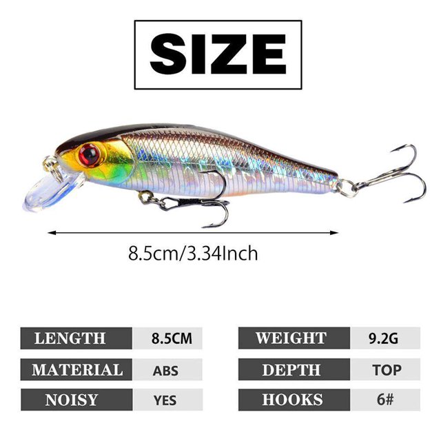 Cebos de manivela, 3 piezas Señuelos de pesca Señuelos de pesca Cebo duro True Excellence