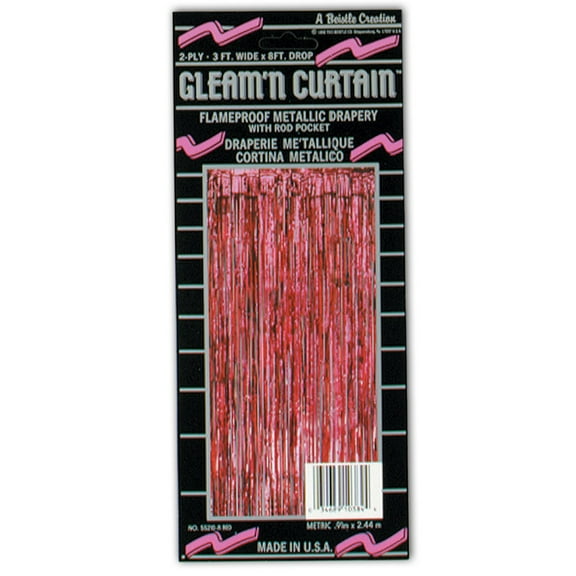Beistle Pack of 6 Festive Metallic Red Hanging Gleam'n Curtain Party Decorations 8'