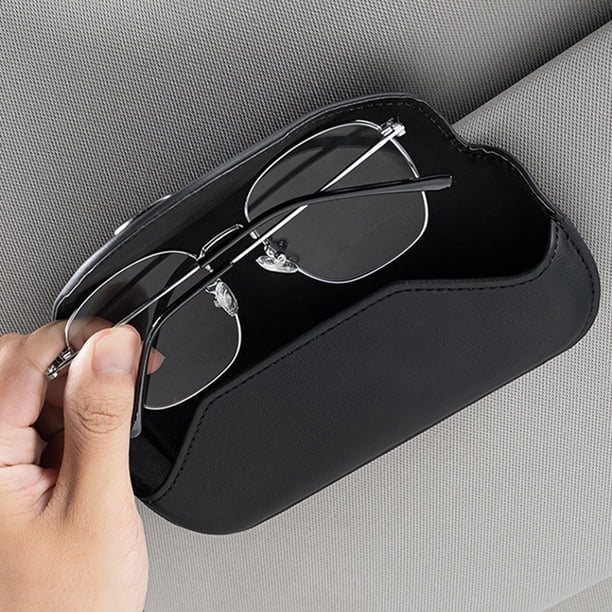 Estuche de gafas para coche | Caja de almacenamiento de gafas de sol con visera solar | Organizador universal de cuero para el interior del automóvil | Soporte multifunción para billetes y