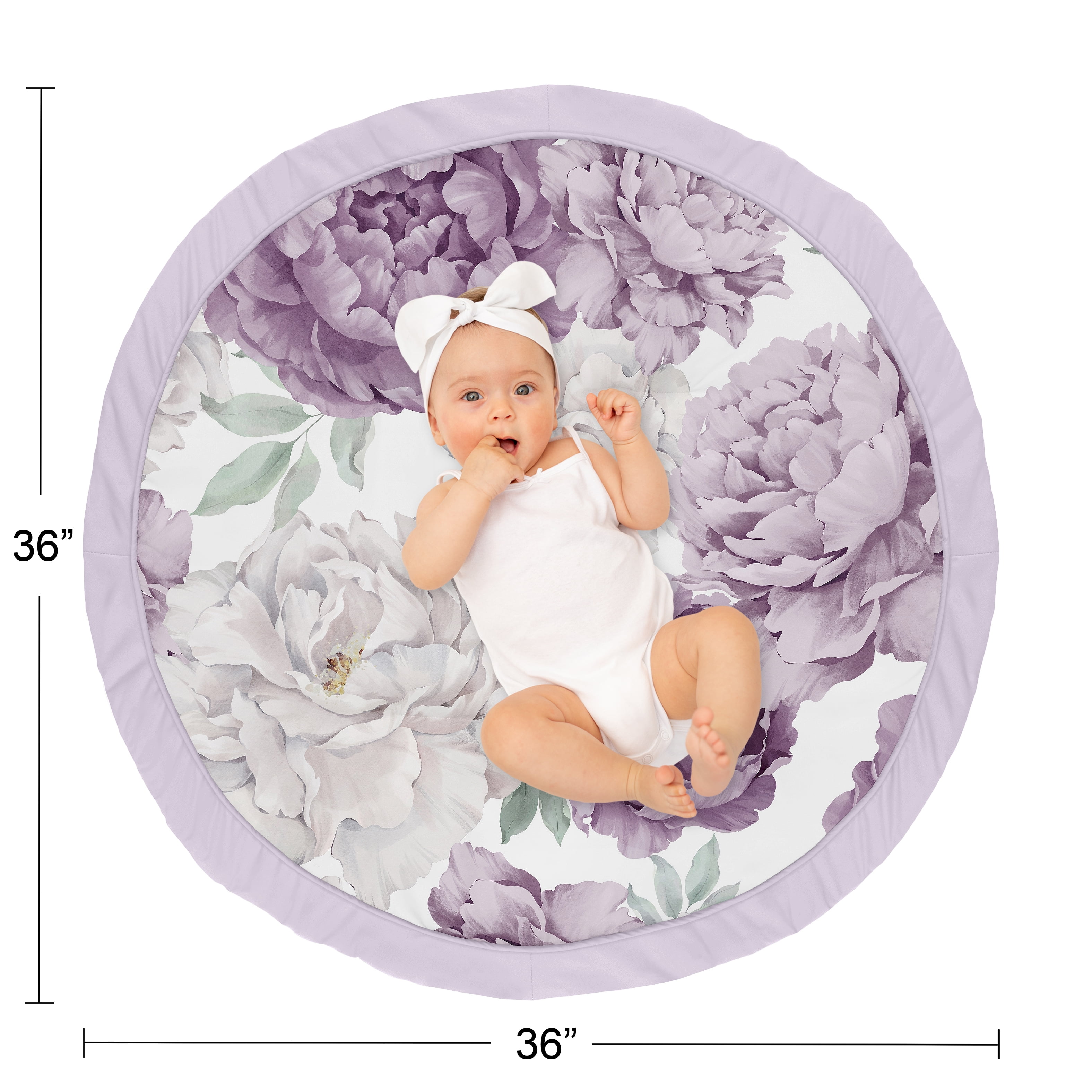 Sweet Jojo Designs Peony Floral Garden Purple and Ivory Baby Play Mat