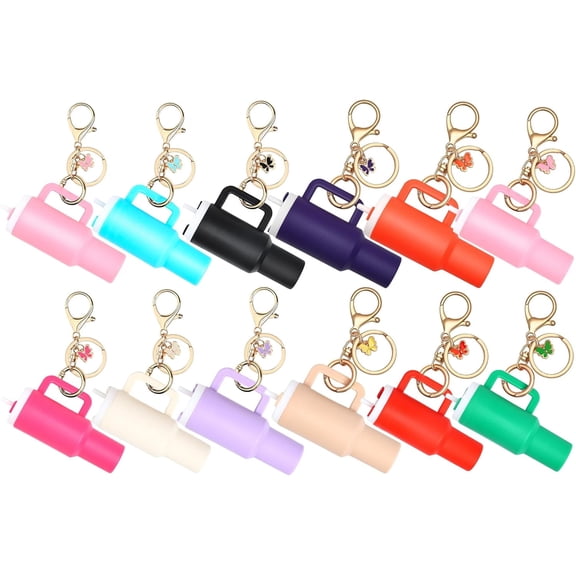 8or12Pack Mini Tumbler Keychain for Stanley Cup Cute Key Chain Chapstick Holder Charms for Women Backpack Bag