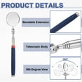 thumbnail image 4 of 2pcs Telescoping Inspection Mirror 2" Round 9.8" to 28.3" 360 Degree Stainless Steel Inspection Swivel Head Extendable Mirrors with Pocket Clip for Technicians Mechanics, Blue, 4 of 7