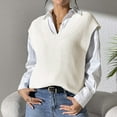 thumbnail image 2 of Women's Sweater Vest Solid Color Loose V Neck Cute Sleeveless Knitted Casual Pullover Tops Outerwear for Women, 2 of 6