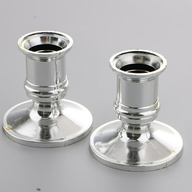 2 Uds Portavelas de Plástico Base Pilar Eléctrico Candelabro Soporte para Velas Vela Boda Fiesta de Cumpleaños , Plata Opción 1 2 piezas de plata BLESIY Base de vela con pilar electrónico
