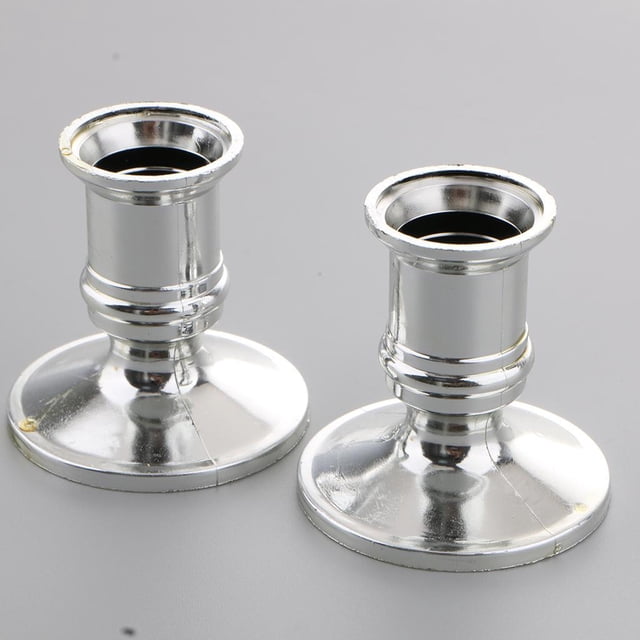 2 Uds Portavelas de Plástico Base Pilar Eléctrico Candelabro Soporte para Velas Vela Boda Fiesta de Cumpleaños , Plata Opción 1 2 piezas de plata BLESIY Base de vela con pilar electrónico