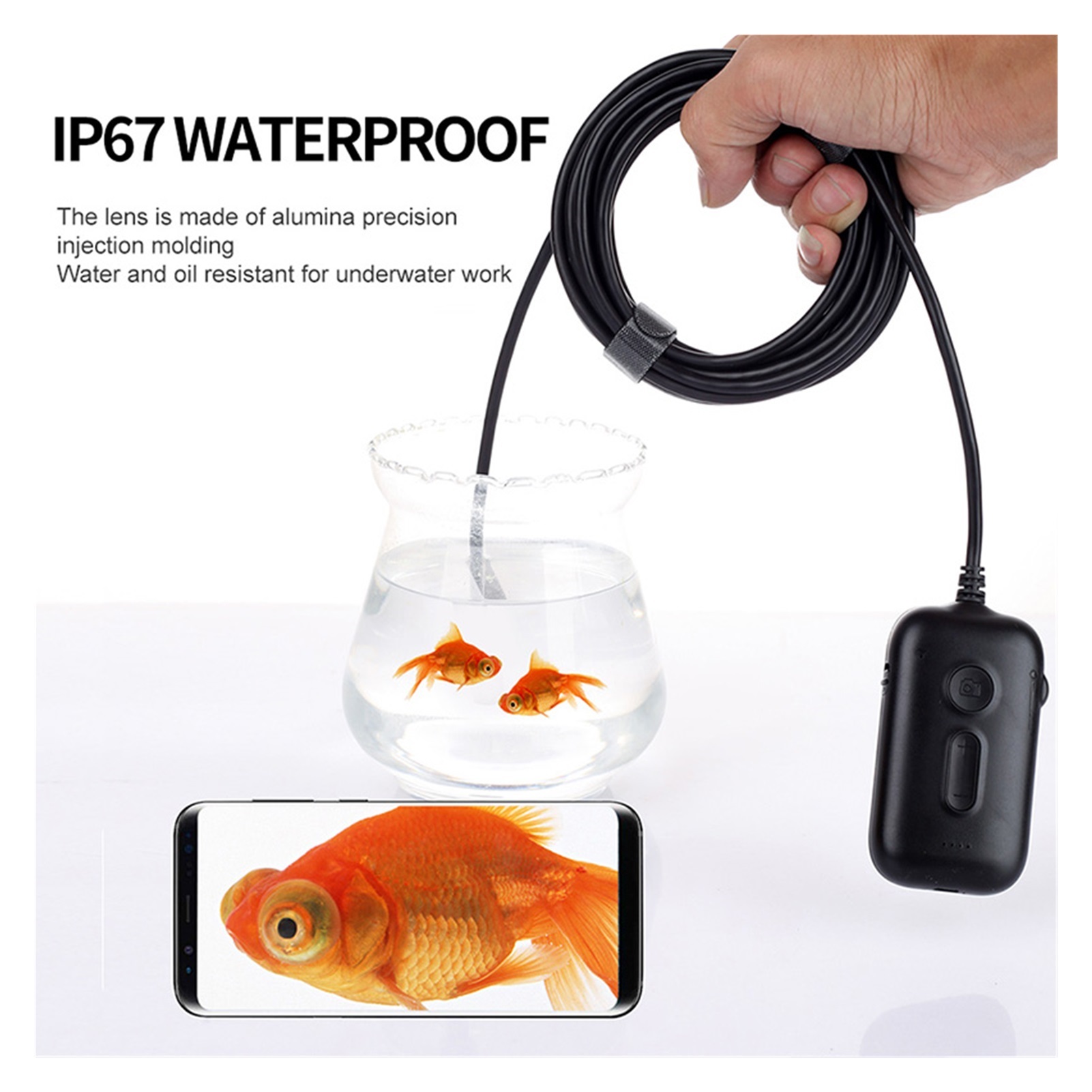 3X Zoom 1920*1080 HD Wireless Inspection Camera 2.0MP 5.5mm WiFi Borescope Semi-Rigid Snake Camera ,Various Applicable
