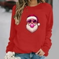 thumbnail image 4 of SYMOID Womens Red Christmas Sweatshirt, Cute Santa Graphic 100% Cotton Loose Crewneck, Festive Holiday Pullover S-XXL,Size XL, 4 of 6