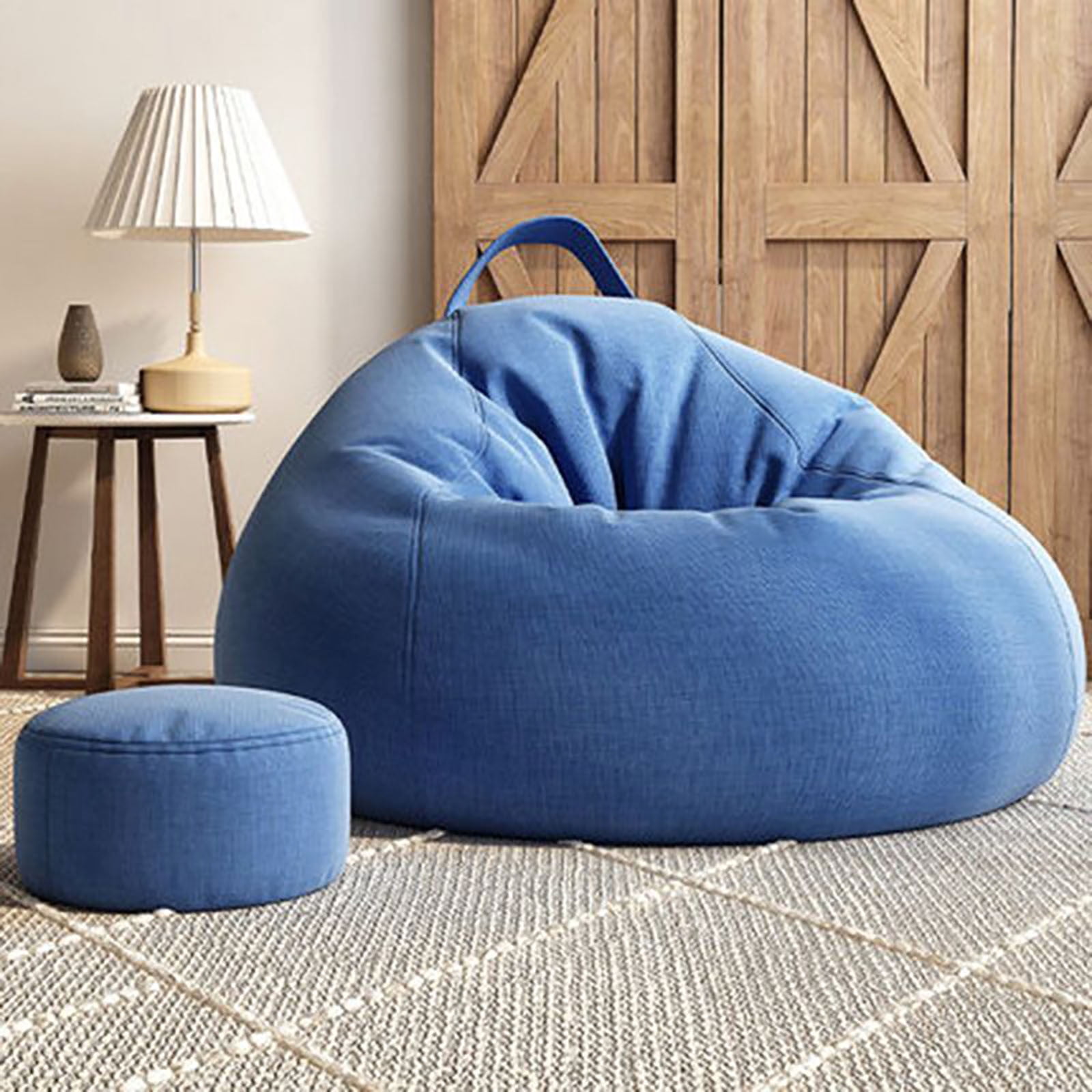 Bean Bag Chair 2.3Ft, Memory Foam Filled, Large Beanbag Chairs for Adults and Teens, Soft Sofa with Removable Flannel Cover, Round Couch for Living Room Bedroom College Dorm