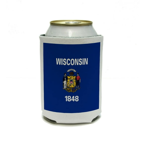 Wisconsin State Flag Can Cooler Drink Insulator Beverage Insulated Holder
