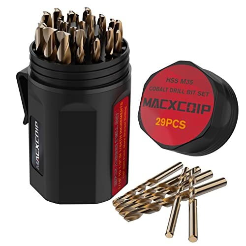 M35 Cobalt Drill Bit Set 29pcs High Speed Steel Drill Bit Set for Hardened Me...