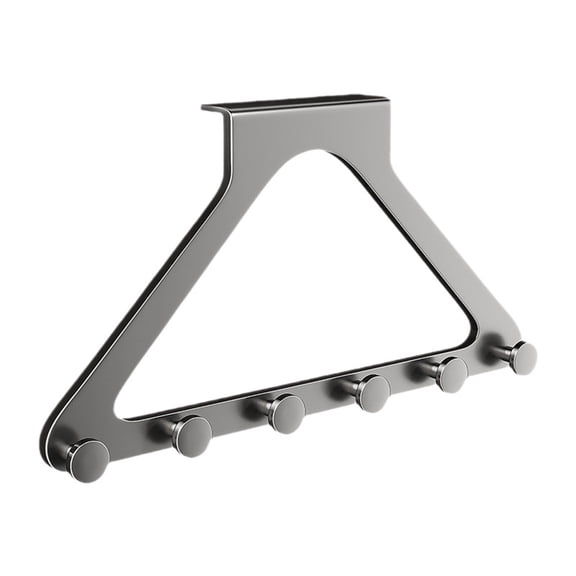 17.32 x 8.66 Inch Over The Door Triangle Hook Hanger, 6 Peg Door Hook Rack, No Drill Metal Door Hanging Organizer for Hats, Towels, Bags