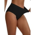 thumbnail image 4 of INSPIRE CHIC Women's Cotton High Waist Briefs Tummy Control Breathable Underwear, Available in Plus Size 2XL Black, 4 of 4