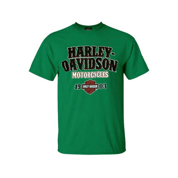 Harley Davidson Harley Davidson Mens Lucky Bold H D Short Sleeve Crew Neck T Shirt Green S 