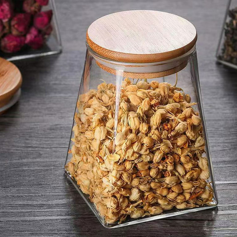  Large Glass Storage Jar, 60 FL OZ Glass Food Storage Containers  with Bamboo Lid, Kitchen Containers Cereal Canisters Decorative Jar for  Candy Snack Cookies Coffee Tea Nuts Airtight Glass Jars 