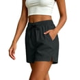 thumbnail image 4 of Womens Sweat Shorts 2 Pack Quick Dry Shorts for Womens Summer Cooling Lightweight Shorts Elastic Waist Fitness Sports Bottoms Black XL, 4 of 7