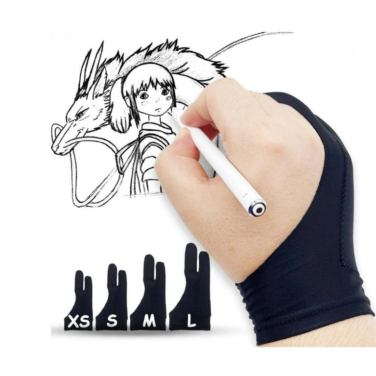 Digital Drawing Artists Glove Palm Rejection Gloves with Two Fingers for  Paper Sketching, iPad, Graphics Drawing Tablet, Suitable for Left and Right  Hand