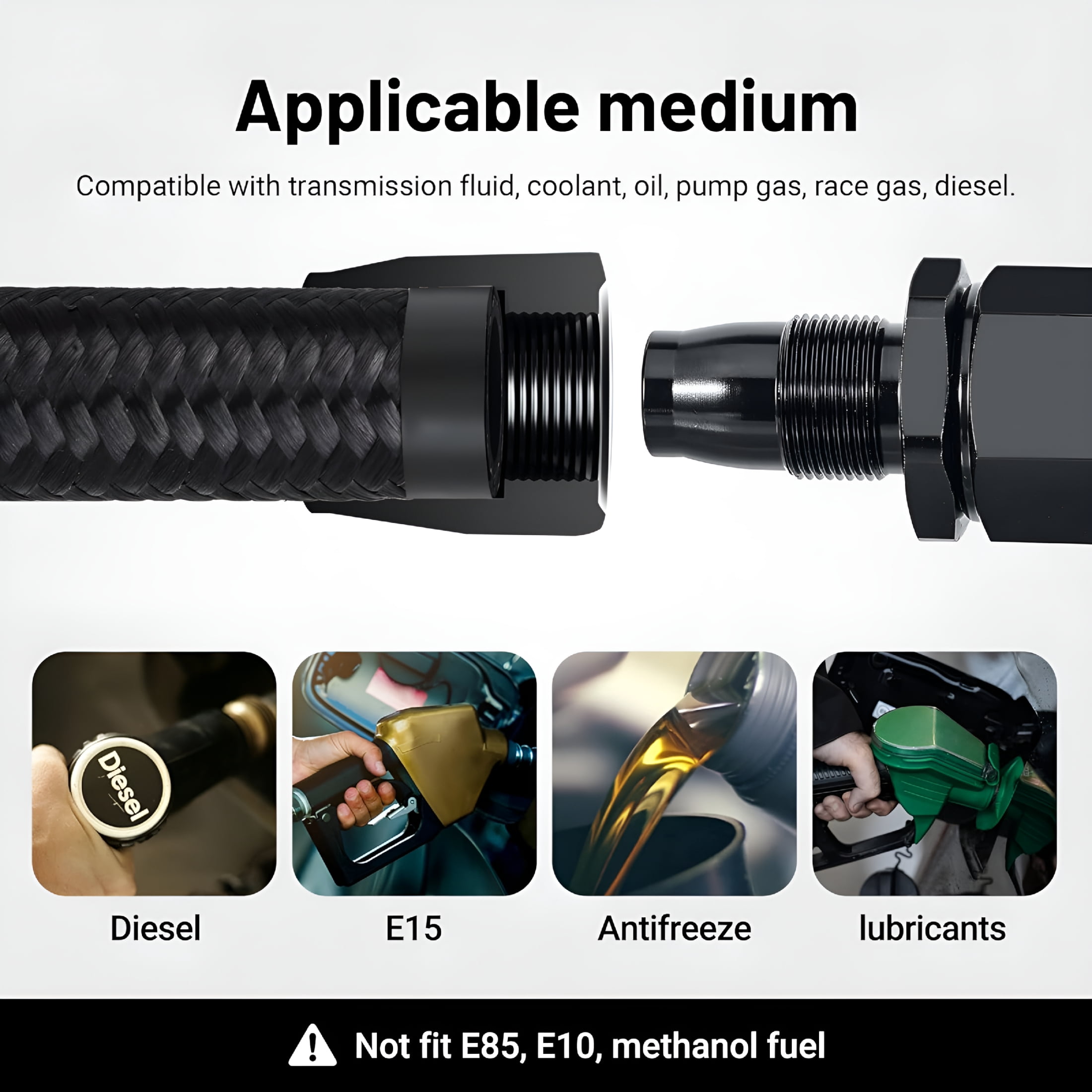 RIONIMA Fuel Line,Braided Fuel Hose Nylon Cpe 10Ft Black