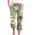 thumbnail image 2 of BiZtdJrK Womens Floral Print Capri Pants Drawstring Elastic Waisted Comfy Linen Pants Summer Vacation Beach Pants with Pockets clearance sale Multicolor#4 XL, 2 of 5