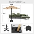 thumbnail image 4 of wikiwiki 10 FT-3 Tiers Patio Umbrellas with Base Included, Fade-Resistant, Waterproof Polyester DTY Umbrellas with 8 Sturdy Ribs for Garden, Lawn, Deck, Backyard and Pool,Beige, 4 of 5