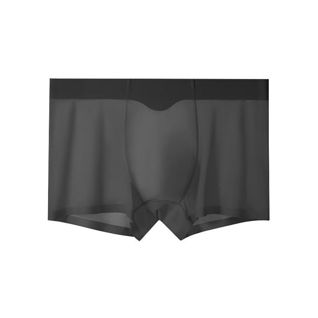 Men's Traceless Underwear Ice Silk Boxer Brief Sexy See-through Transparent Briefs