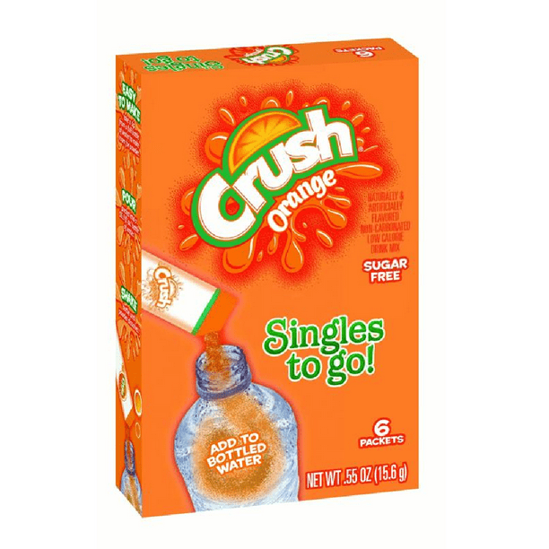 Crush Soda Sugar Free Orange Powder Mix Packets 6 Count, 0.54 oz [Pack