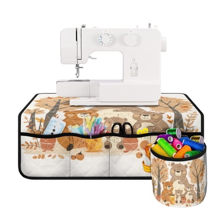 HELLHERO Bear Pattern Design Sewing Machine Mat Fabric Polyester Home Deocr for Sewing Classes