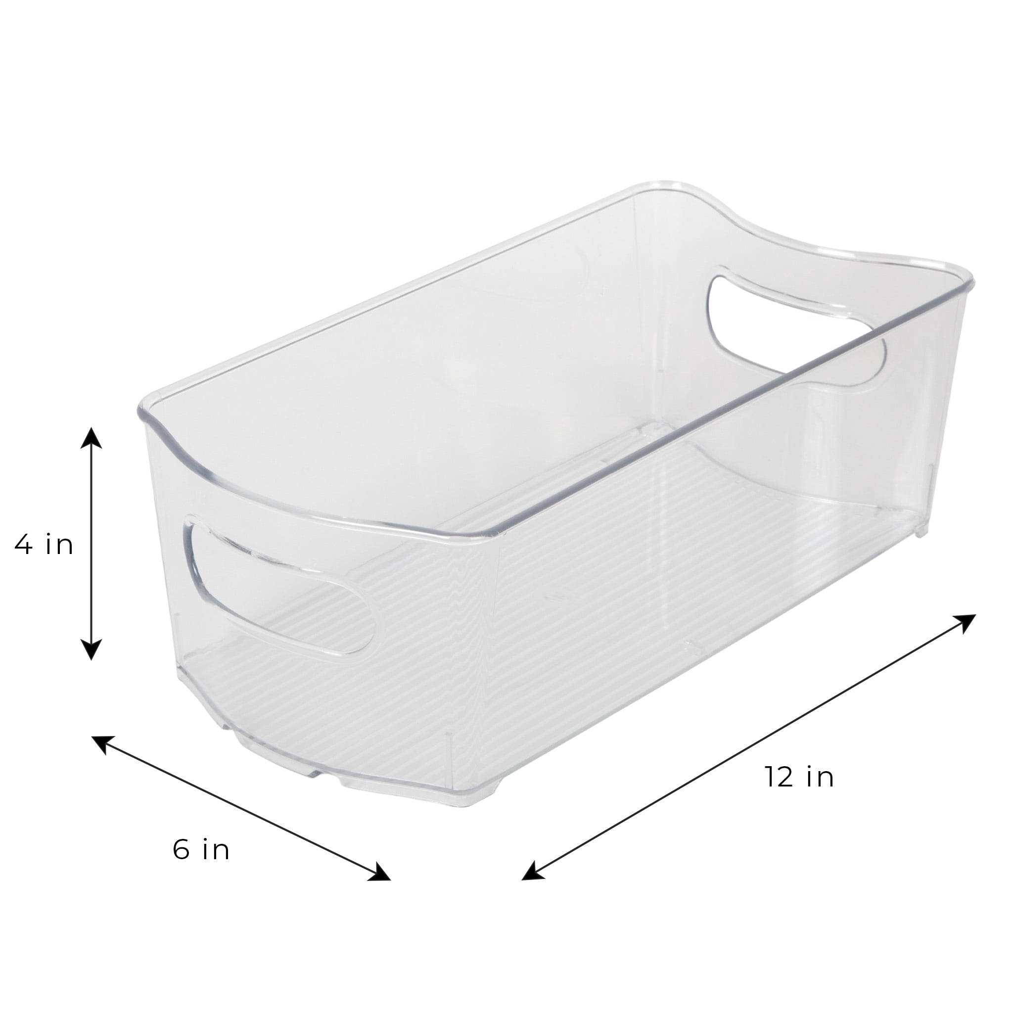 Smart Design Stackable Clear Refrigerator Storage Bin with Handle - 8 Pack - 6 x 12 inch