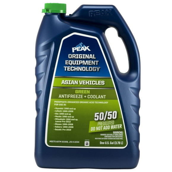 PEAK® OET Extended Life Green 50/50 Pre-Diluted Antifreeze/Coolant for Asian Vehicles, 3.78 Liters
