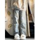 thumbnail image 4 of Pantalones vaqueros con bordado de estrellas para mujer, pantalón de pierna ancha hasta el tobillo, estilo Preppy, Y2k, rectos y sueltos, 4 of 5