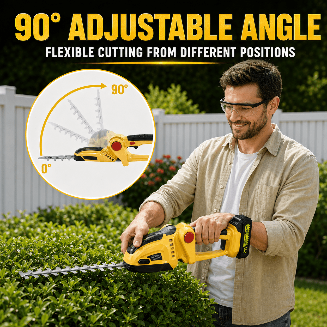 UNTIMATY Hedge Trimmer Cordless, 2 in 1 Handheld Electric Grass Trimmer , Trimmer for Bush,Tree, Garden, Patio and Lawn
