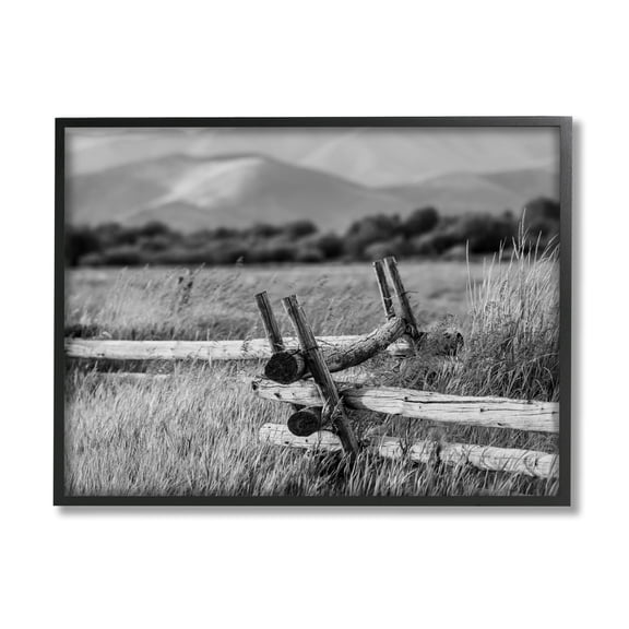 Stupell Industries Countryside Ranch Fence Rural Pasture Grass Photography Photograph Black Framed Art Print Wall Art, Design by Steve Smith