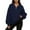 Dark Blue, variant on Quarter Zip Pullover Women Plus Size Loose Fit V Neck Trendy Sweatshirts Long Sleeve Lapel Collared Casual Comfort Pocket Tops Black M