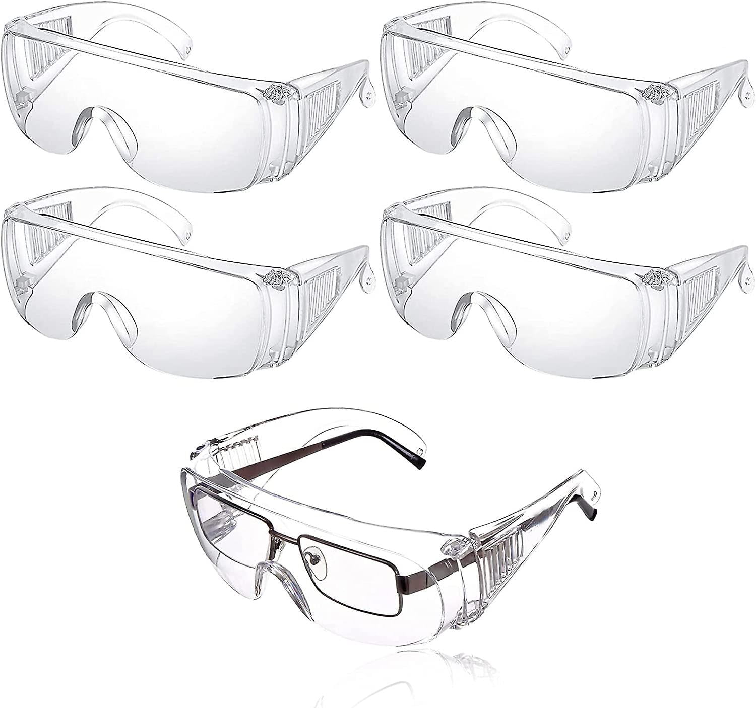 Gafas De Seguridad Transparentes Antivaho - 5 Unidades | Protección Laboral, Industria, Deporte