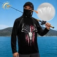 thumbnail image 3 of SEANATIVE Fishing Hoodie with Mesh Mask for Men Sun Protection Full Face Neck Coverage 4th of July Performance Fishing Shirt USA Theme Rash Guard, S, Deer Skull American Flag Pattern Black, 3 of 7