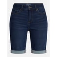 thumbnail image 6 of Time and Tru Women's Mid Rise Denim Bermuda Shorts, 10" Inseam, Sizes 0-22, 6 of 6