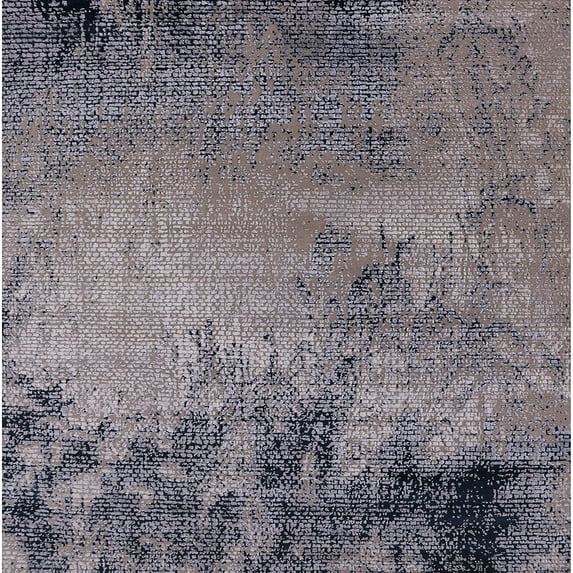 Ahgly Company Machine Washable Indoor Square Industrial Modern Gray Area Rugs, 6' Square