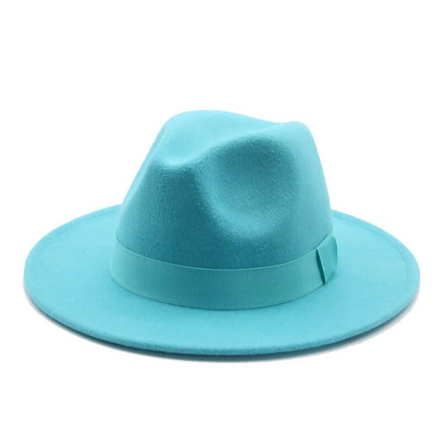 Sombrero Fedora de ala ancha para hombre y mujer, gorro clásico de color Beige con banda de cinta, ideal para bodas, iglesias, Invierno